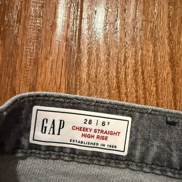 Gap Cheeky straight grey high rise raw hem jeans size 28/6 tall - Picture 4 of 12